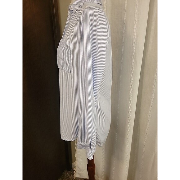 Beach Lunch Lounge Button Up White Blue Pin Striping XS - Picture 5 of 9